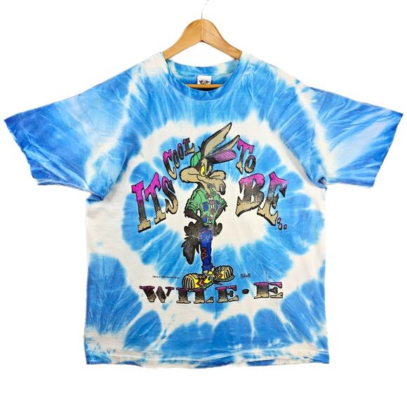 Vtg Wile E Coyote Its Cool Looney Tunes Shirt XXL Single Stitch USA 90s Tie Dye - Picture 1 of 12